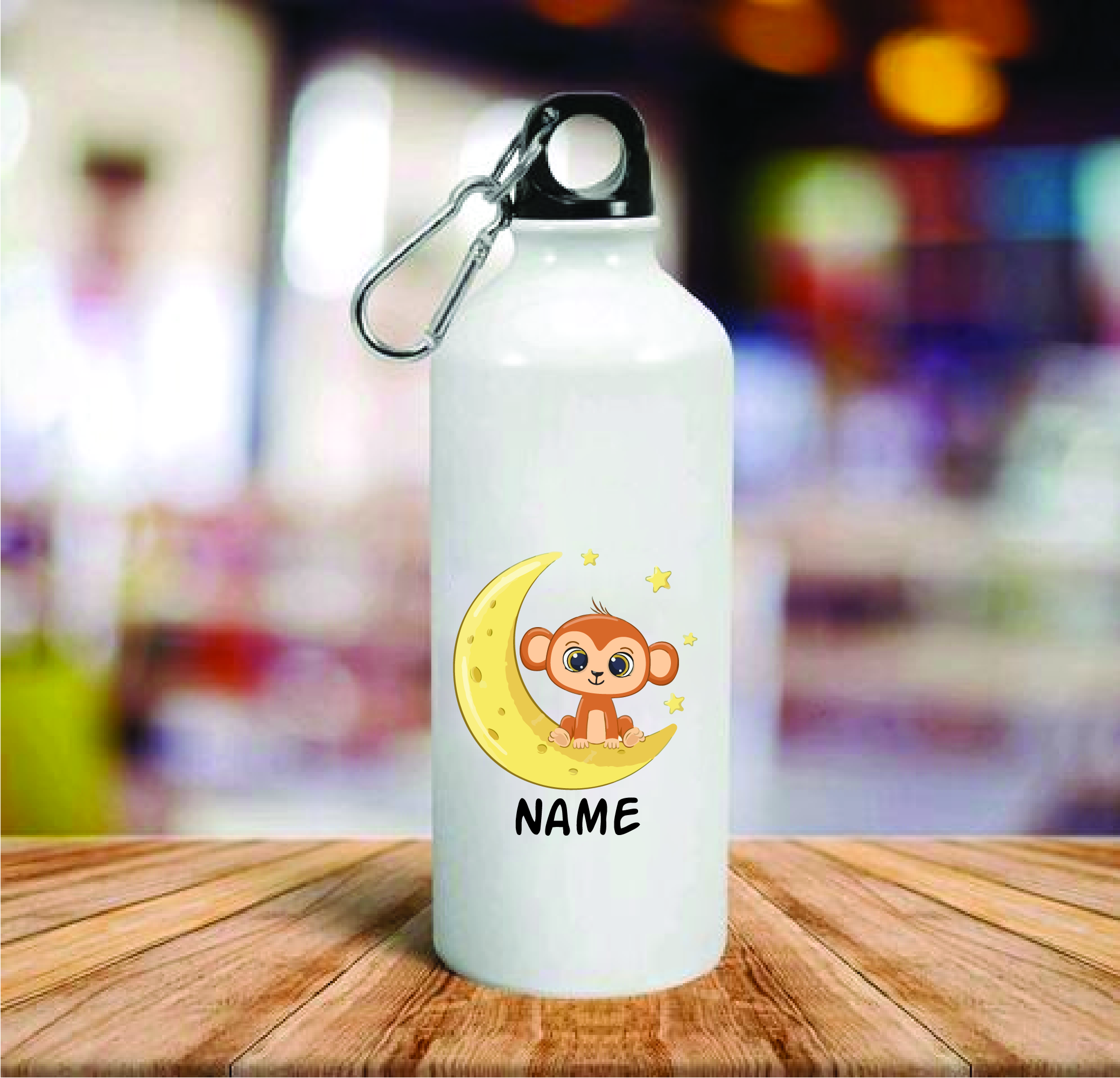 Personalised Cute Baby Monkey Aluminum Water Bottle